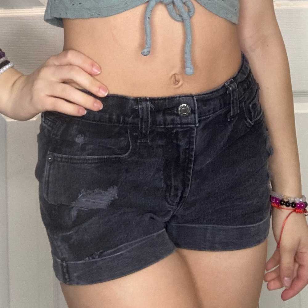 black jean shorts